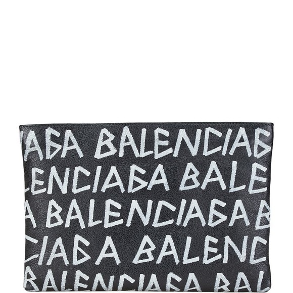 Balenciaga Graffiti Clutch Bag Black White - Picture 1 of 9